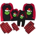 thumbnail image 1 of Conjuntos de pijamas navideños familiares a juego Grinch 2024, pijama de Grinch con parte superior y pantalones de pijama a cuadros, pijama de Grinch para niños y adultos para la familia, 9 Meses, 1 of 4