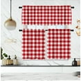thumbnail image 4 of Buffalo Check Tiers and Valances Set Red and White Farmhouse Kitchen Window Curtain Rod Pocket Window Treatment Decor Curtain, 4 of 6