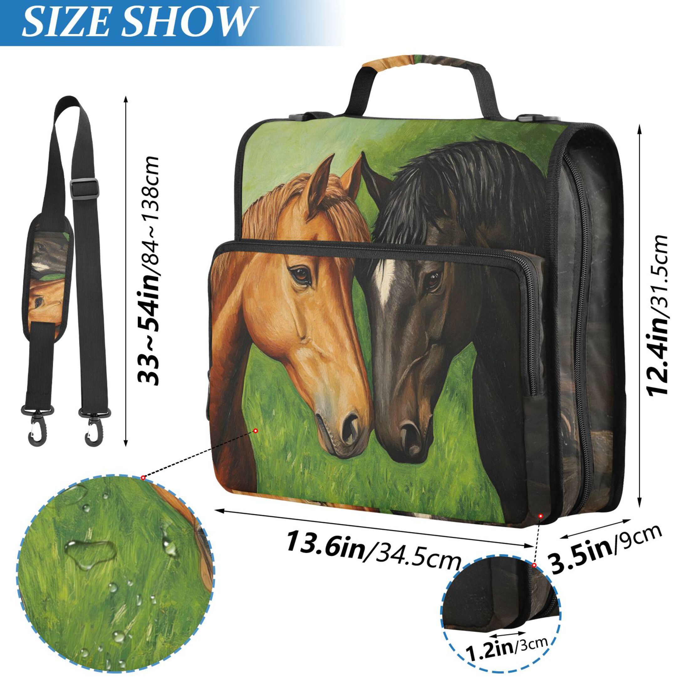 ALAZA Zipper Binder Bag Horses 3 Ring File Folder Binder Organizer Bag