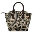 thumbnail image 2 of Polynesian Samoan Tattoo Black Tan Design Rivet Fashion One-Shoulder Women's Handbag Tote Bag, 2 of 6