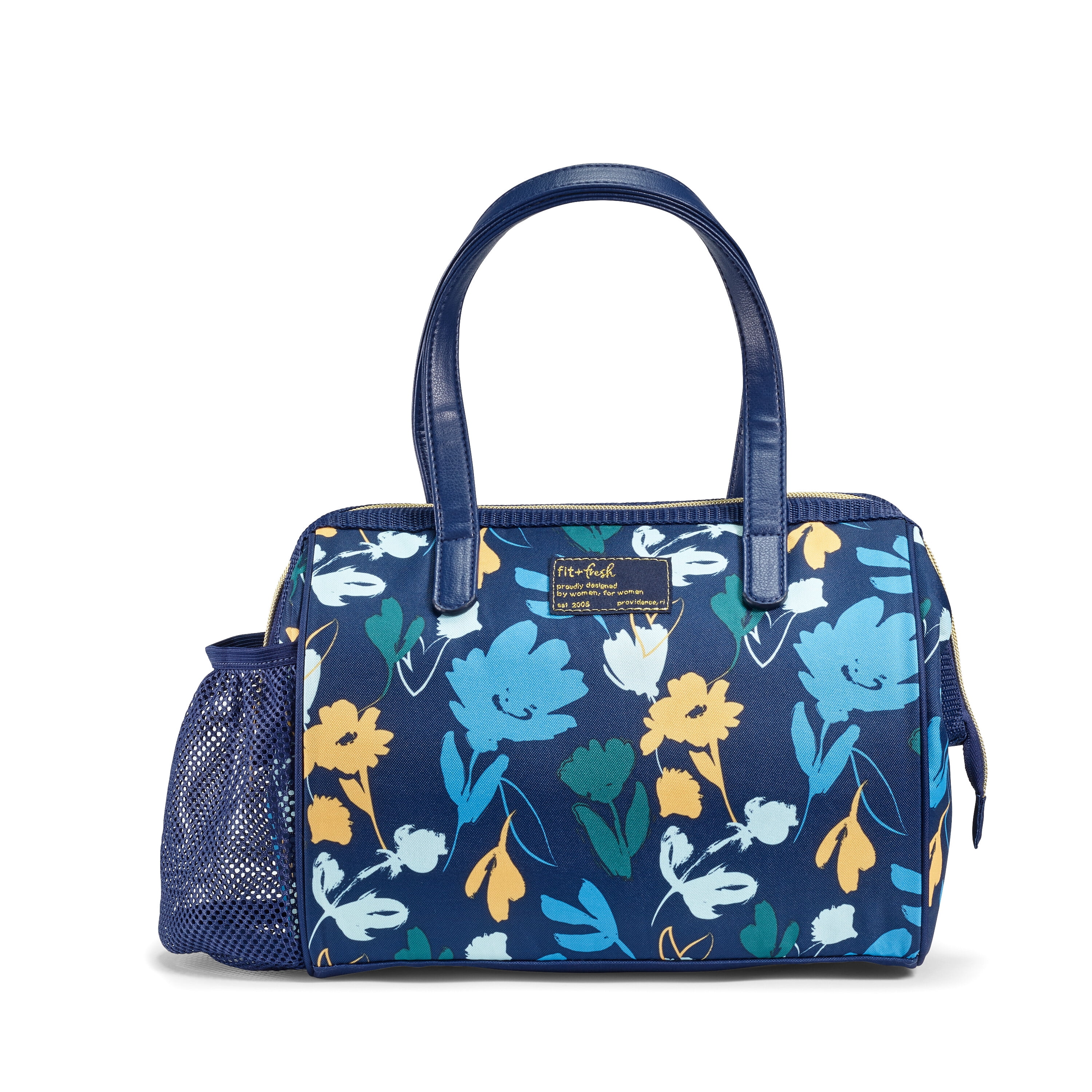 Fit + Fresh Cloverdale Adult Insulated Lunch Bag with Containers, Cute Lunch Bag For Women, Navy