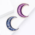 thumbnail image 4 of Blue Enamel Crescent Moon Brooch Pin with Sleeping Metal Stars – Celestial Night Jewelry for Women, Men Unique Gold Tone Vintage-Style Accessory, 4 of 7