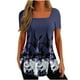 thumbnail image 2 of ICHUANYI Clearance Fashion Womens Casual Printed Square Neck Short Sleeve Buttons Tops Loose Blouses(Navy, M) ICHUANYI WER2023080703740, 2 of 5