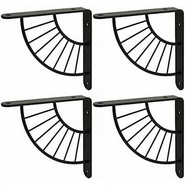 Soportes decorativos para estantes, 4 piezas, 8" (200 mm), soportes de metal industriales para estantes, soportes flotantes para estantes montados en la pared, color negro