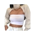 thumbnail image 5 of Women Knit Shrugs Pullover Mini Sweater Backless Long Puff Sleeve Club Knitwear Crop Top, 5 of 7