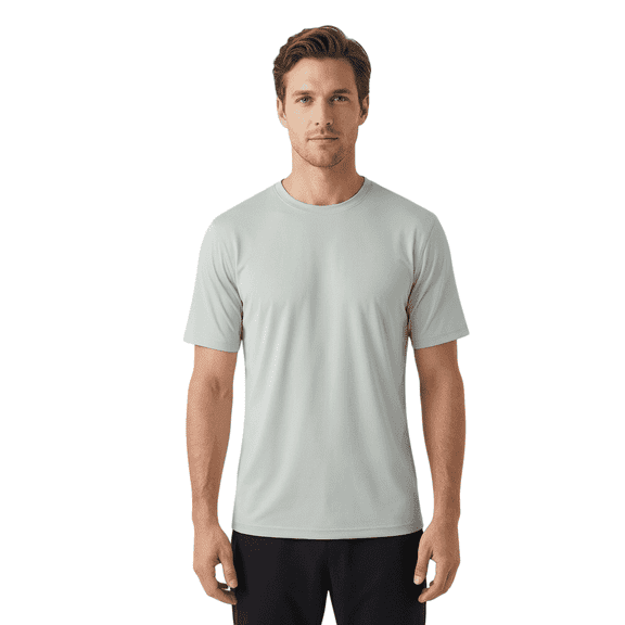 ZBORIBER Men's Quick-Dry Fit Gym Wicking Athletic Workout Short-Sleeve T-Shirts Sizes S-3XL,Silver