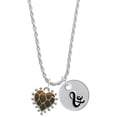 thumbnail image 1 of Delight Jewelry Two-tone Enamel Giraffe Print Heart Silvertone Script Initial Disc - & - Charm Necklace, 20"+3", 1 of 4