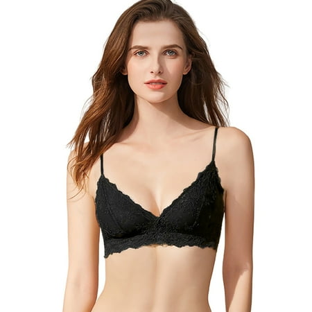 

Varsbaby Women’s Double Lace Wirefree Bras Thin Straps Bralette