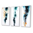 thumbnail image 3 of Designart "Heartbeat Rhapsody Turquoise and Gold Ink Cloud I" Peinture Abstraite Encadrée Ensemble d'Art Mural de 3 - Cadre Moderne Turquoise pour Décoration Intérieure, 3 of 6