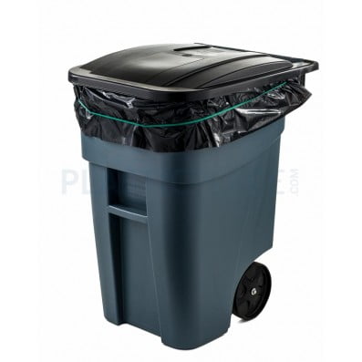 Plasticplace 65 Gallon Rollout Trash Bags Black Case Of 100