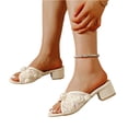 thumbnail image 7 of Open Toe Pearl High-Heeled Sandals For Women Lace Pearl Applique Block Heel Slide Sandals Floral Embroidery Mules Comfortable Chunky Heel Summer Shoes Dress Evening Bride Shoes 2026, 7 of 7