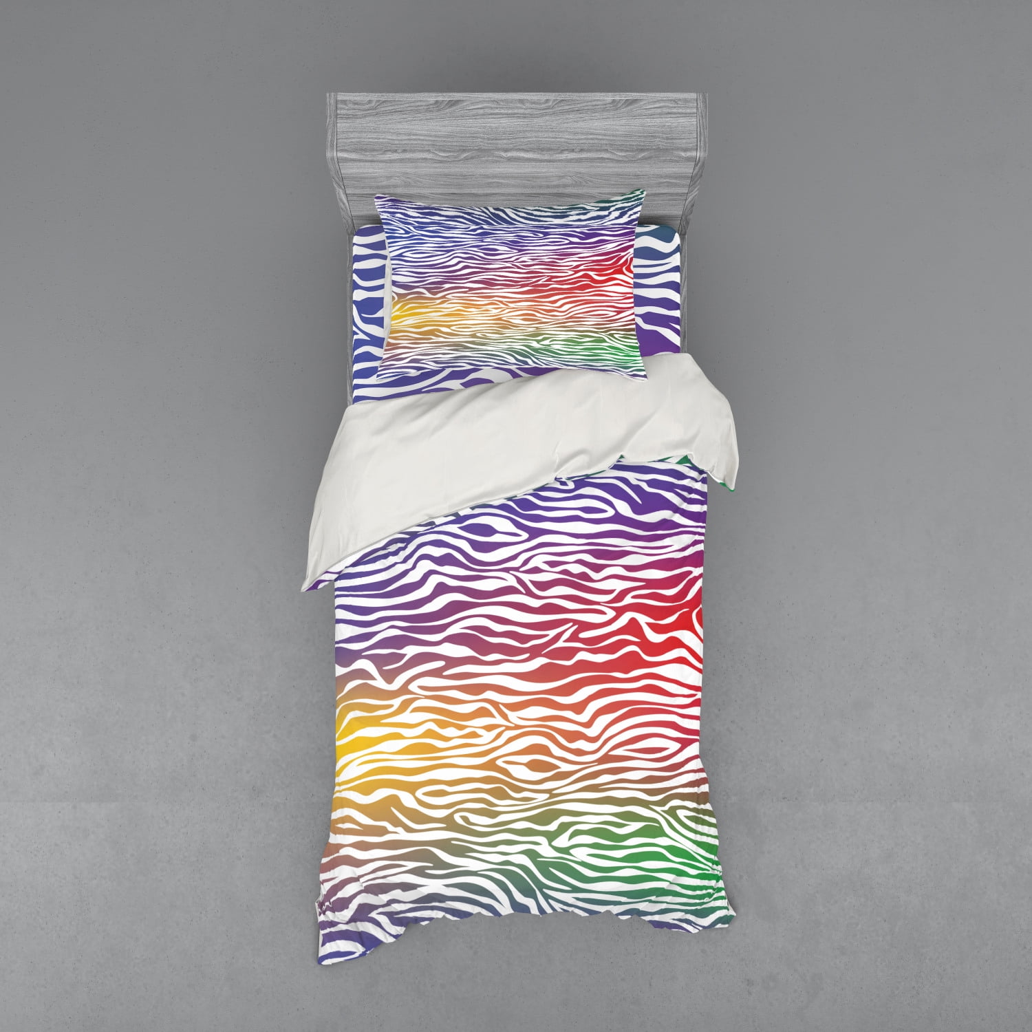 Zebra Print Duvet Cover Set, Abstract Zebra Skin Pattern Geometric