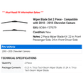 thumbnail image 2 of Wiper Blade Set 2 Piece - Compatible with 2010 - 2015 Chevy Camaro 2011 2012 2013 2014, 2 of 2