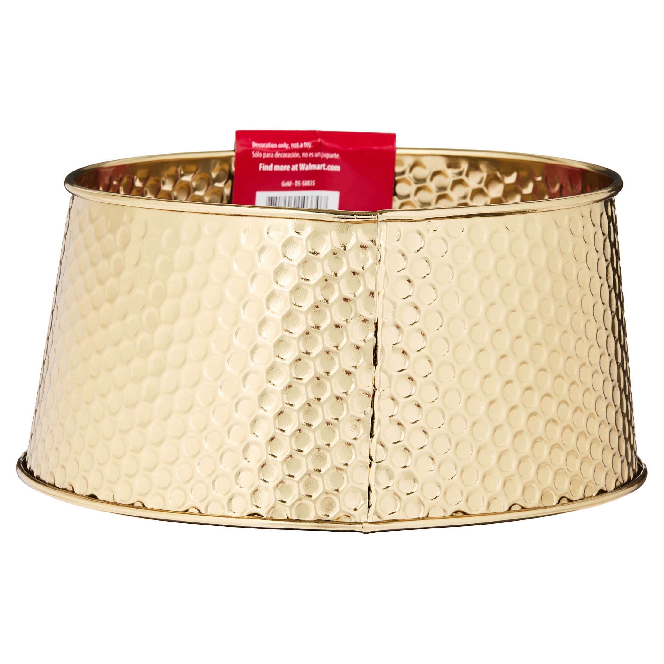 Metal Hammered Mini Christmas Tree Collar, Gold, 9", by Holiday Time