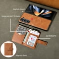 thumbnail image 5 of Detachable Magnetic Phone Cases Compatible with Samsung Galaxy Z Fold 6, Case with Card Holder, Support Magnetic Wireless Charger, Classic PU Leather Kickstand Wallet Phone Cover, Brown, 5 of 6