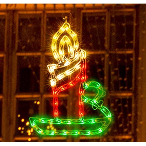 18" 50 Lighted Candle Christmas Light, Window Sculpture Decoration