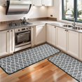 thumbnail image 3 of Kitchen Rugs Sets Of 2,Gray Geometric Quatrefoil Pattern Anti Fatigue Kitchen Mat Rugs Non Slip Washable,Decorative Kitchen Floor Mats for Kitchen,Sink,Laundry,17"x47"+17"x47", 3 of 5
