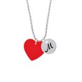 thumbnail image 2 of Delight Jewelry Acrylic 1" Red Heart Silvertone Script Initial Disc - M - Charm Necklace, 20"+3", 2 of 4