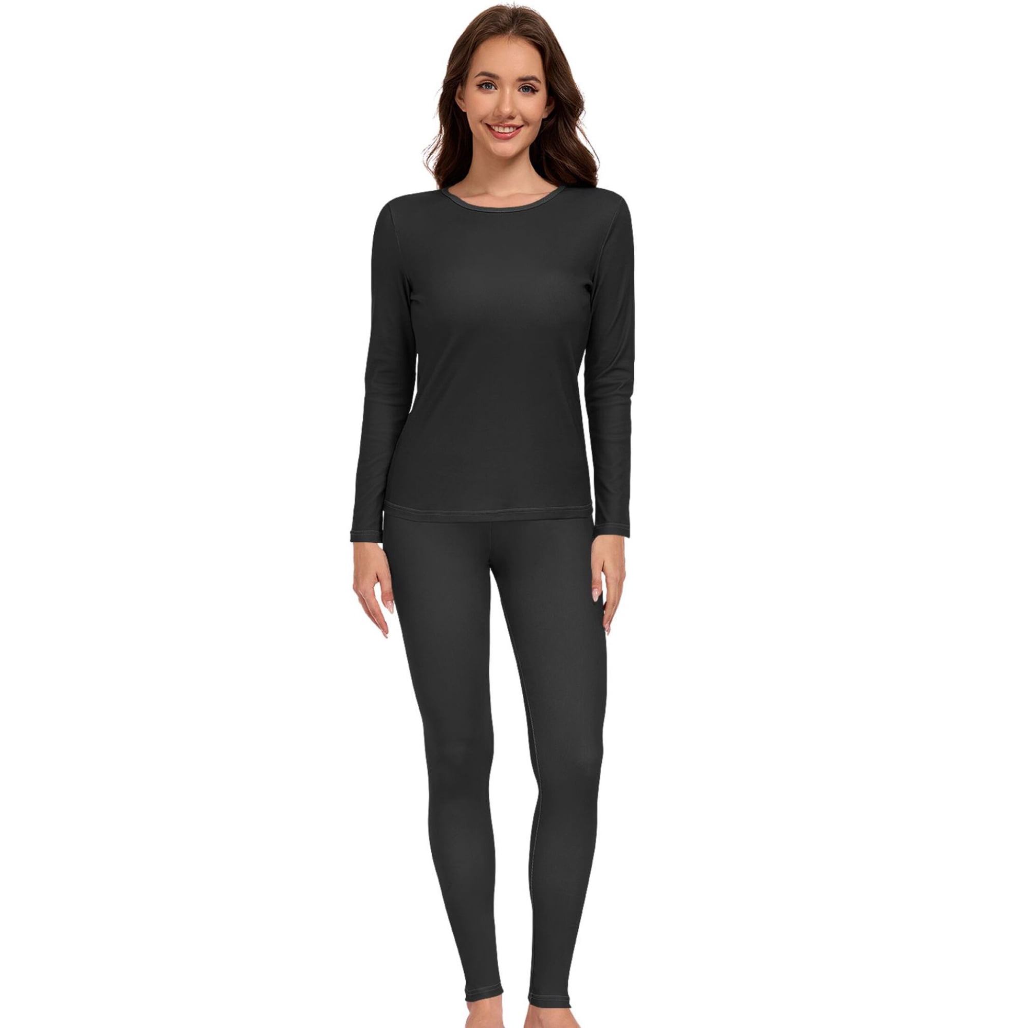 Women Black Thermal Underwear Set 2 Piece Base Layer XX-Large