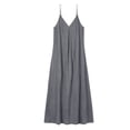 thumbnail image 6 of Summer Dresses for Women Casual Backless Spaghetti Strap V Neck Loose Flowy Beach Vacation Maxi Cotton Linen Dress,Sizes S-2XL, 6 of 6
