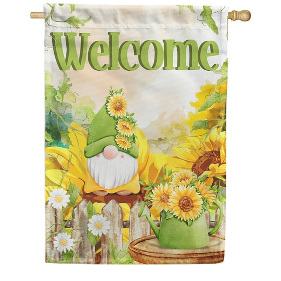 America Forever Autumn Welcome Gnome House Flag 28 x 40 inch Fall Sunflower Gnome Floral Seasonal Yard Outdoor Fall Decorations Double Sided Flag