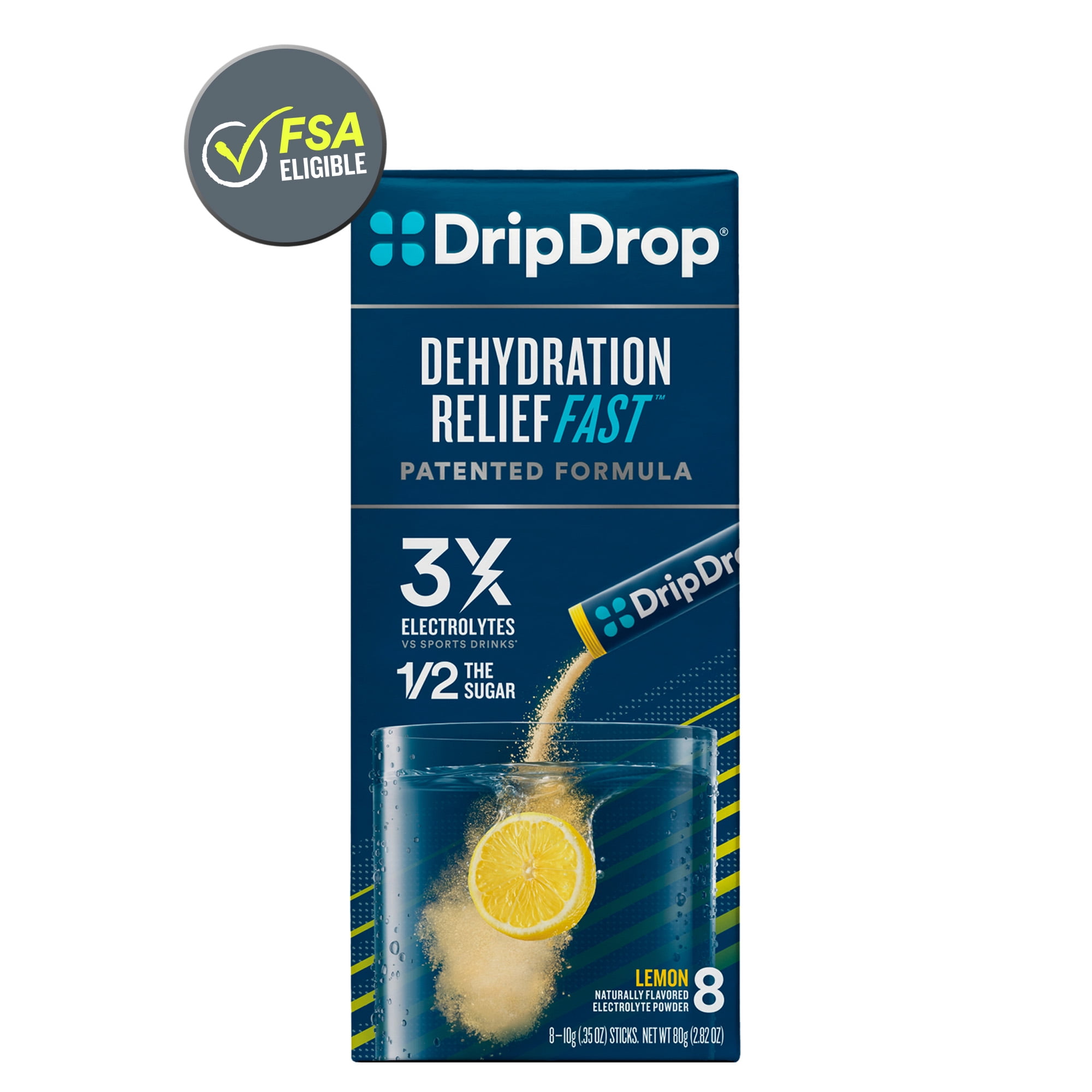 DripDrop Electrolyte Powder for Dehydration Relief Fast Lemon 8
