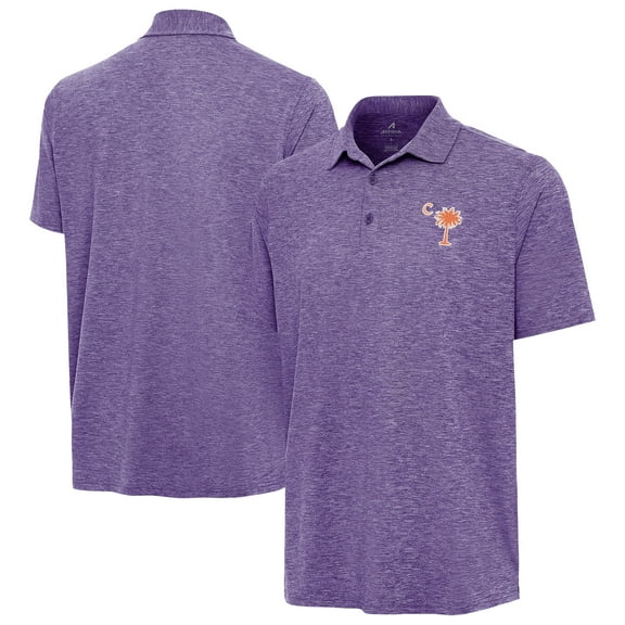 Men's Antigua  Heather Purple Clemson Tigers Palmetto Series Par 3 Polo