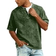 thumbnail image 2 of GrmtClth Denim Shirts for Men 2026 Distressed Washed Short Sleeve Tee Breathable Henley Top Daily Button Blouse Army Green 3XL, 2 of 8