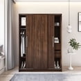 thumbnail image 5 of Polifurniture Denmark 71 in. Modern Bedroom Armoire with 3 Sliding Doors, 2 Drawers, Shelves & Hanging Rod, Walnut, 5 of 12