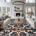 thumbnail image 4 of Brown Teal Boho Area Rug 6x9 FT, Non Slip Living Room Throw Carpet, Ethnic Rustic Abstract Flowers Washable Soft Large Floor Carpet Non-Shedding Rug for Bedroom Dining Room Play Room, 4 of 9