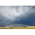 thumbnail image 2 of Jaynes Gallery 18x13 Black Ornate Wood Framed with Double Matting Museum Art Print Titled - Montana-Galen Storm clouds with lightning and rainbow, 2 of 4