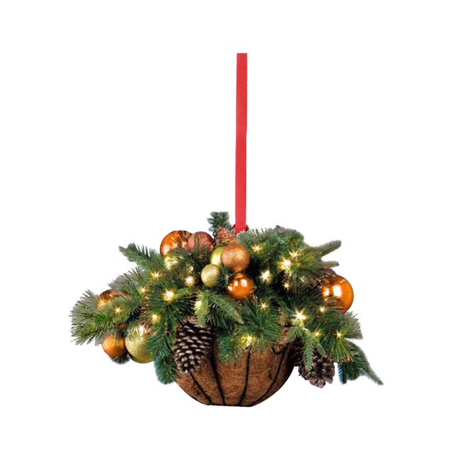 Cesta de flores, corona, cesta, corona, arreglo floral, decoración, corona de primavera y verano, corona de granja para árbol de Navidad, puerta delantera Estilo D