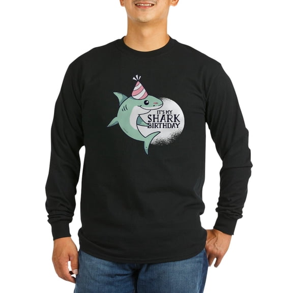 CafePress - Shark Birthday Long Sleeve T Shirt - Long Sleeve Dark T-Shirt