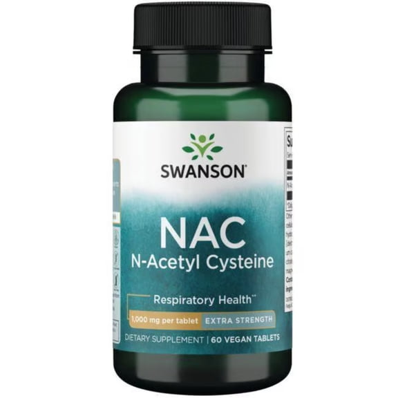 Swanson Vitamins NAC N-Acetyl Cysteine - Extra Strength 1,000 mg 60 Vegan Tablet