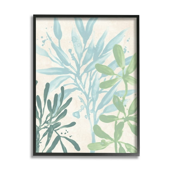 Stupell Industries Marine Seaweed Plant Leaves Graphic Art Black Framed Art Print Wall Art, Design by June Erica Vess