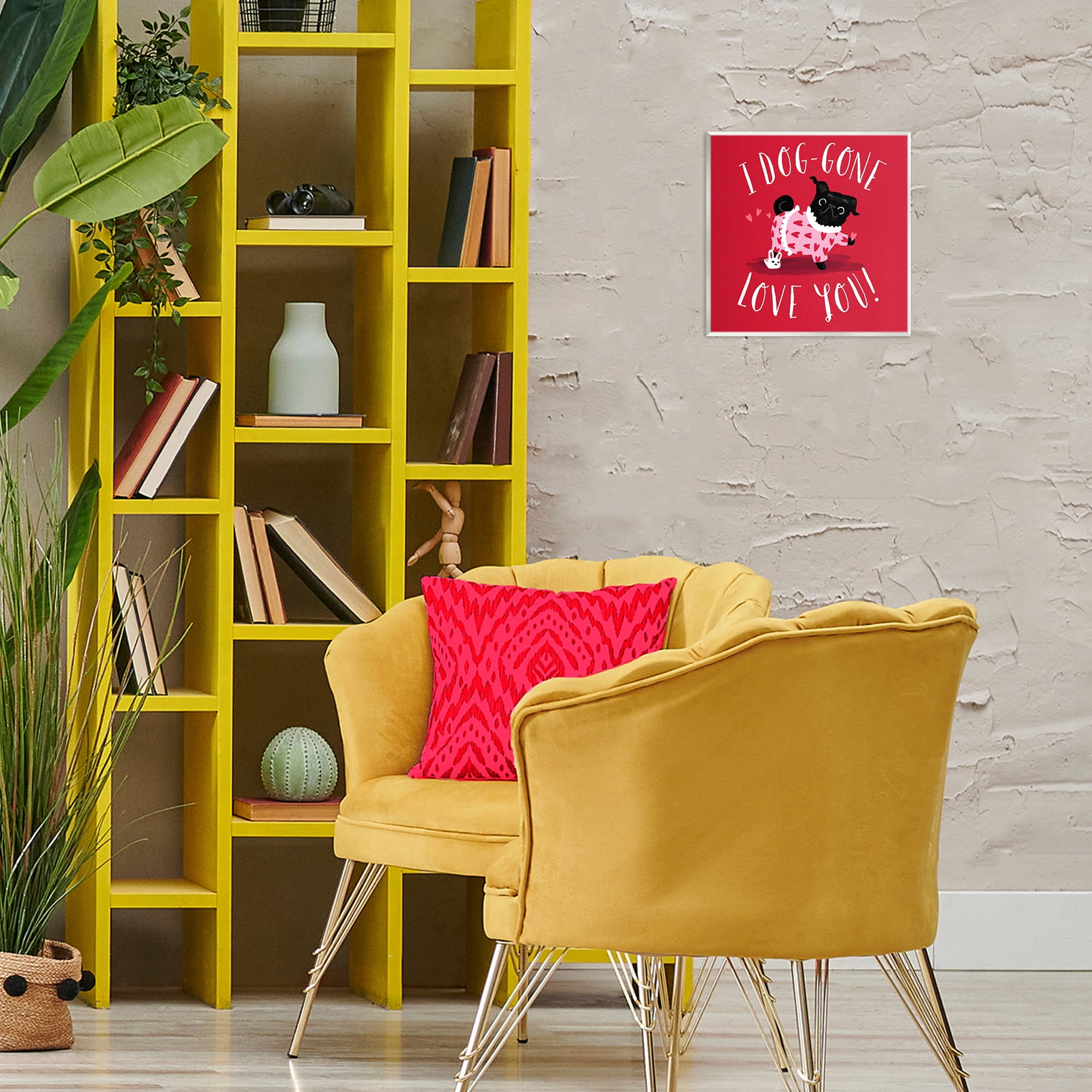 Stupell Industries Dog-Gone Love You Animals Painting Unframed Art Print Wall Art, 12 x 12