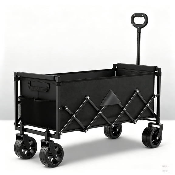 34" Extra Long Collapsible Wagon Cart, 360LBS Capacity, Black