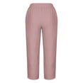 thumbnail image 3 of WIZUTIZ Womens Capris with Pockets Ultra Thin Casual Loose Wide Leg Sweatpants Elastic Spandex Mid Rise Summer Pants Solid Cropped with Pockets Palazzo Pants for Teen Girls Business Party Pink, 3 of 4