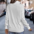 thumbnail image 3 of Gibobby Sudadera con forro polar Mujer Sudadera sin capucha de manga larga de color sólido con botón de bolsillo para mujer para la temporada de otoño e invierno (Blanco, XL), 3 of 4