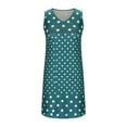 thumbnail image 6 of Feancey Boho Sundress for Women 2025 Casual Polka Dot Print Midi Dresses Summer Sleeveless V Neck Tank Dress Loose Flowy Beach Vacation Dresses Blue M, 6 of 7