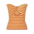 thumbnail image 4 of Fesfesfes Women Sweaters Stripe Breast Wrap Sleeveless V-Neck Knitting Vest Hollow Out Tube Tops or, 4 of 8