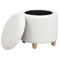 thumbnail image 4 of Valia Faux Sheepskin Upholstered Round Storage Ottoman White, 4 of 6