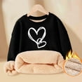 thumbnail image 3 of Kiijoy Girls Sherpa Sweatshirt Hearts Print Cozy Thermal Crew Neck Pullover Top, 3 of 3
