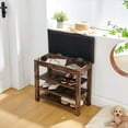 thumbnail image 3 of A height-adjustable shoe-changing bench made of high-quality wood, equipped with a comfortable seat and concealed storage space, featuring charcoal, 3 of 9