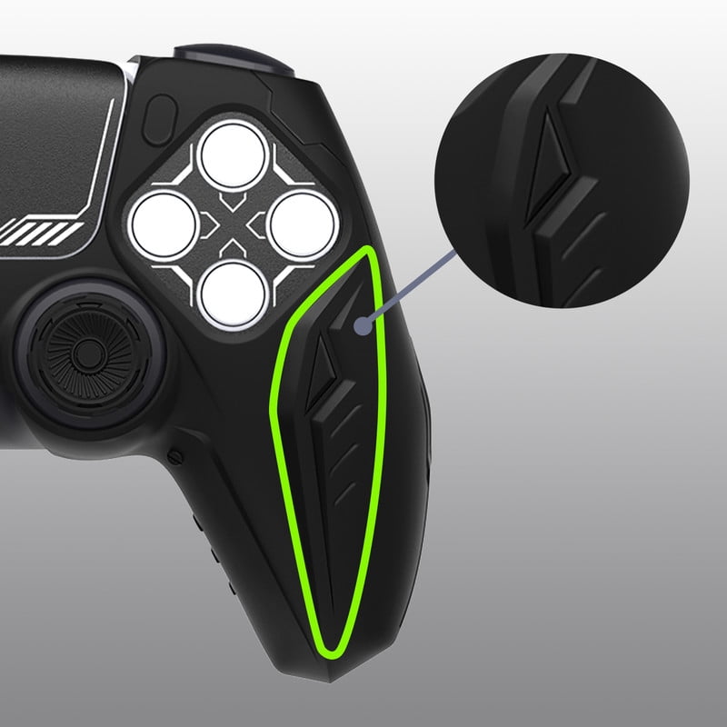 PlayVital 2 Set Silicone Case for ps5 Controller - Anti-Slip Premium Silicone Material|Futuristic CyberMech Design|Compatible with ps5 Official Charging Dock - Black