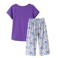 thumbnail image 3 of MyFav Women's Capri Pajama Sets Plus Size Sleepwear Top with Capri Pants 2 Piece Loungewear Set,Dark Purple,XL, 3 of 7