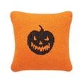 thumbnail image 2 of Jack O' Lantern Cotton Knit Small 10" x 10" Autumn Fall Accent Pillow, 2 of 6