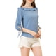 thumbnail image 4 of Blusa de verano con puntos polka para mujer, con cuello rizado y media manga, XL, azul polvo, 4 of 6