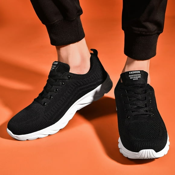 LEEy-world Basketball Shoes Men's Casual Comfortable Soft Walking Shoes Knit Running Slip-on Lightweight Sneakers,Black