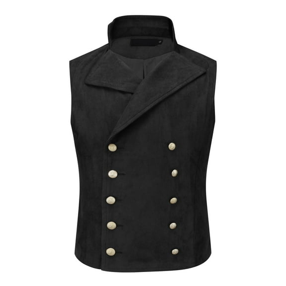 Cloudstyle Men's Solid Color Double-breasted Vest